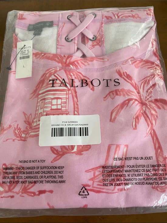 Talbots Dresses & Skirts - Talbots Pink Palm-Print Lace-Up Casual Dress NWT, unopened